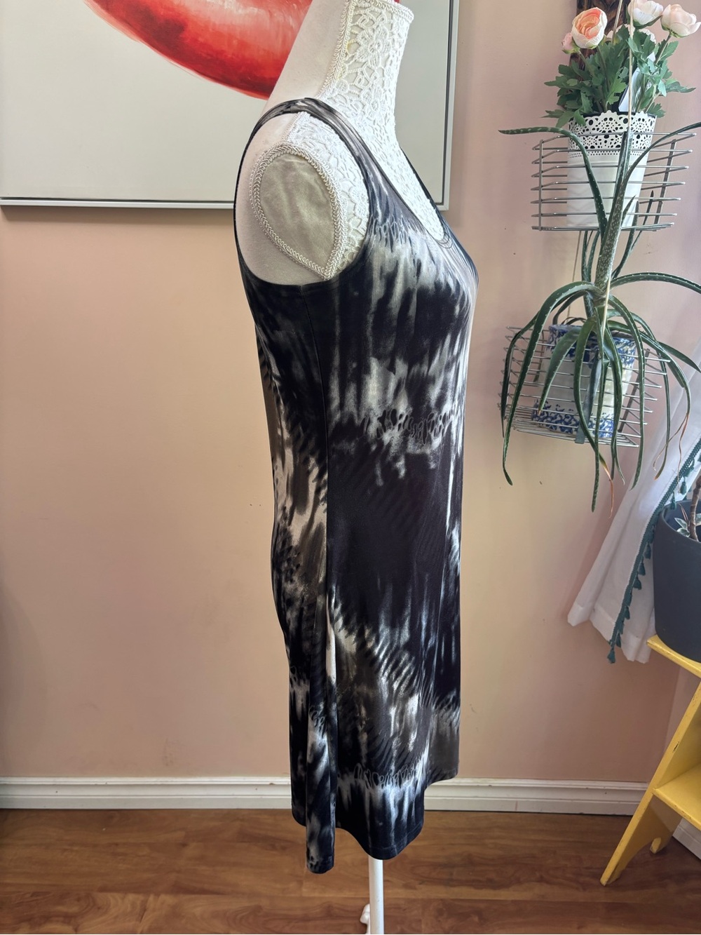 Vintage Black and Gray Tie-Dye Mini Dress - Picture 3 of 13